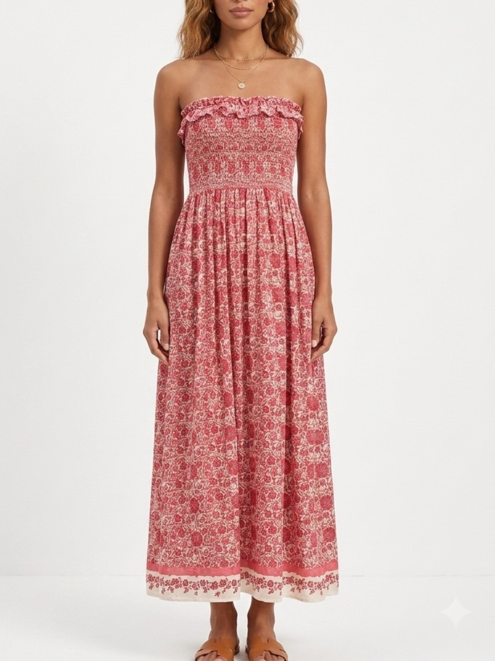 Universal Thread Strapless Pink Floral Maxi Dress